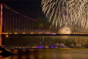 Fireworks over the Golden Gate Bridge