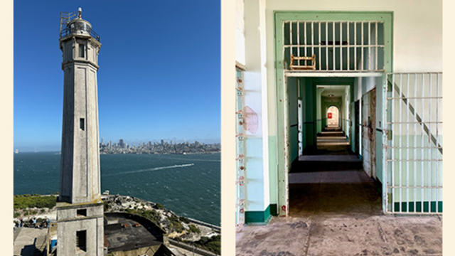 Views of the lighthouse and interior at Alcatraz Island