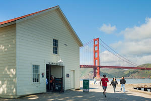 Visitors to the Warming Hut at Crissy Field are seen in a file photo.