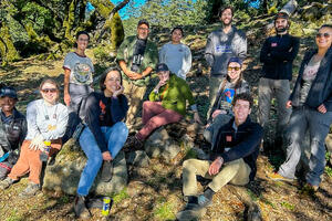 Interns, Fellows and Staff from the Community Science and Conservation team collecting data on Mount Tam