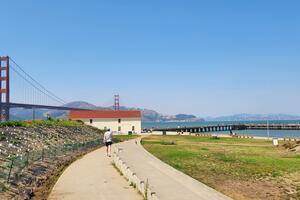 A sunny day at Crissy Field with a lovely Golden Gate Bridge view.