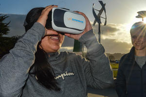 YAC members try virtual reality in the outdoors