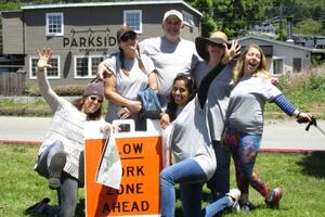 Volunteers celebrating in Stinson Beach.