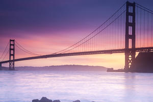 Golden Gate Bridge at sunset from Fort Baker