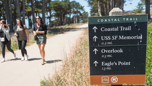 Woman on trail at Lands End