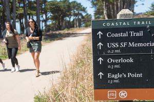 Woman on trail at Lands End