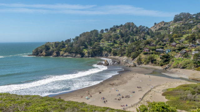 Scenic view of Muir Beach from overhead.