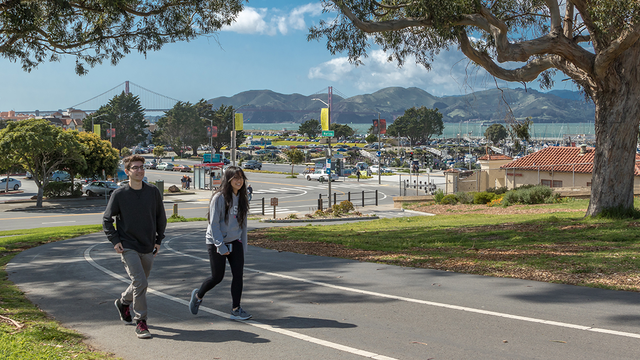 Hikers on the Bay Trail at Fort Mason