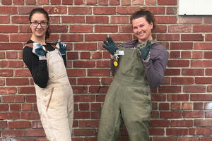 Two Park Stewardship Trail Crew members give big smiles for the camera