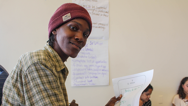 A student brainstorming a new website design