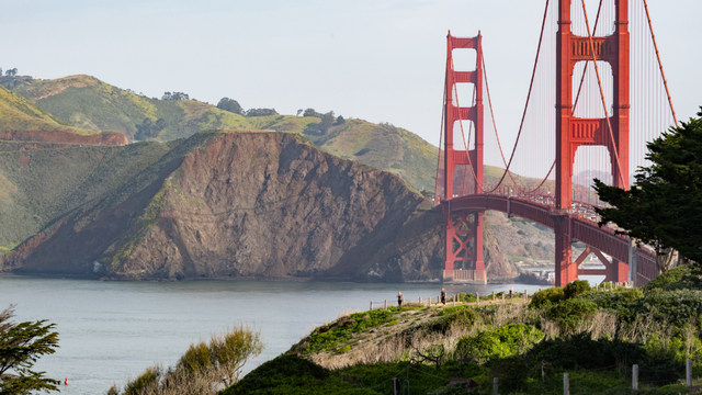 The Golden Gate Bridge along the Presidio