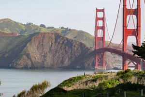 The Golden Gate Bridge along the Presidio