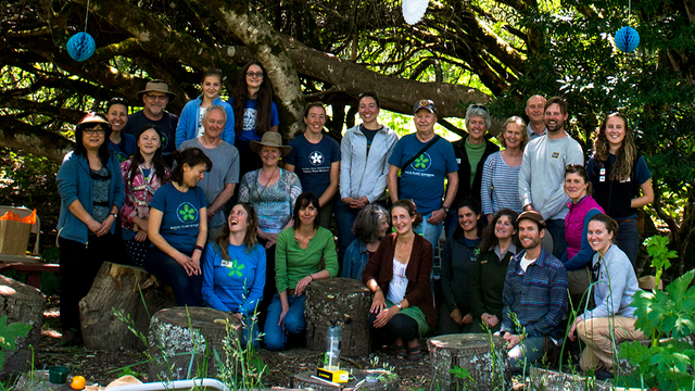 Past and present volunteers at the Redwood Creek Nursery closing celebration.
