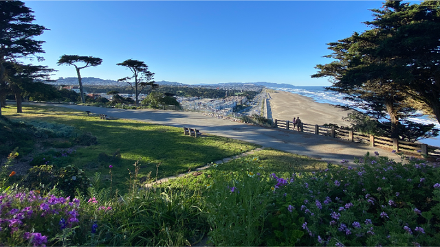 View of Ocean Beach from Sutro Heights Park