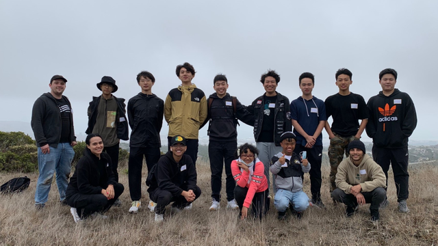 Skyline College students enjoy a day of stewardship at Sweeney Ridge.