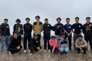 Skyline College students enjoy a day of stewardship at Sweeny Ridge.