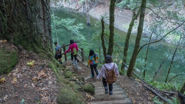 Visitors explore the Cataract Trail