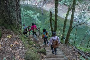 Visitors explore the Cataract Trail