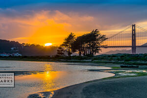 Sunset over salt marsh, Crissy Field