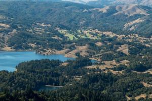 Bird's-eye view of Lake Lagunitas in Marin County.