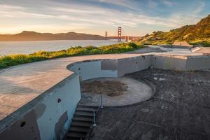 Image of a coastal battery with the Golden Gate Bridge in the distance