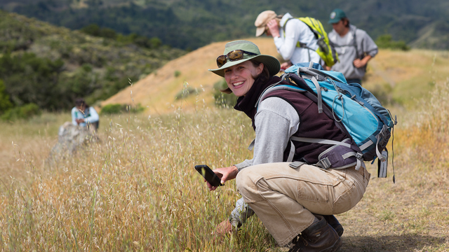 Bioblitz participants take photographs of organisms from trail.