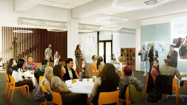 Rendering of the renovated Crissy Field Center interior youth space at Presidio Tunnel Tops