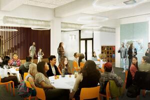 Rendering of the renovated Crissy Field Center interior youth space at Presidio Tunnel Tops