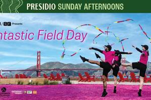 Ribbon dancers performing at the Presidio Tunnel Tops for FACT/SF Fantastic Field Day