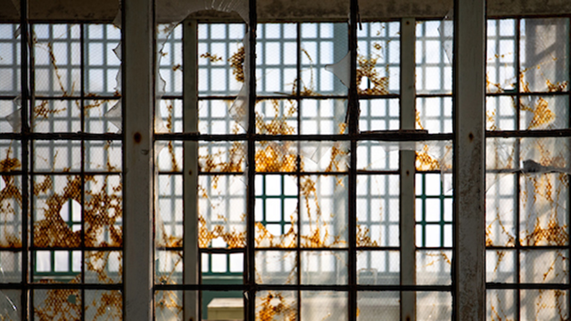 Inside the New Industries Building on Alcatraz Island.