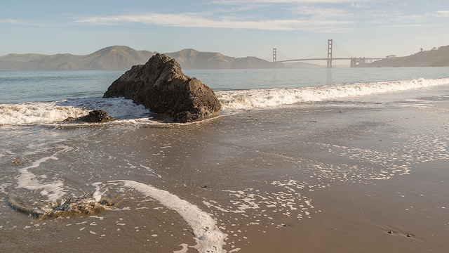 The Golden Gate Bridge as seen from China Beach.