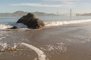 The Golden Gate Bridge as seen from China Beach.