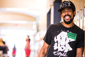 Portrait of Khafre Jay, Founder and Executive Director of Hip Hop for Change.