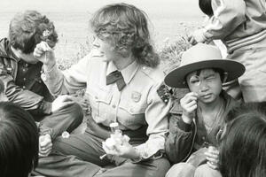 Park ranger with children in Marin Headlands