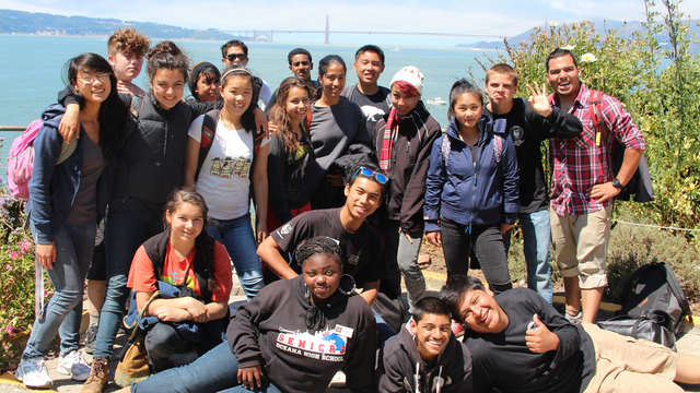 LINC program participants explore Alcatraz Island.