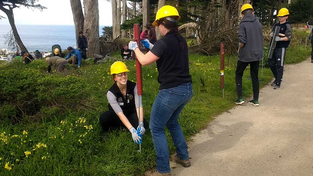 Getting to work at Love Your Parks Day at Lands End in February 2019.