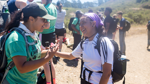 Youth spend time in nature hiking