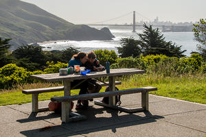 Visitors enjoy a picnic at the Marin Headlands.