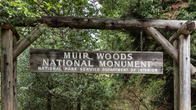 The main entrance to Muir Woods National Monument.