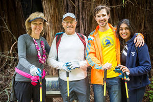 Volunteers take a break in Muir Woods