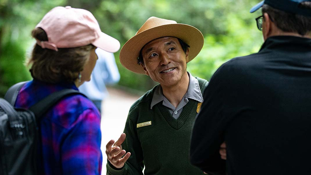 National Park Service Ranger Todd Hisaichi at Muir Woods National Monument.