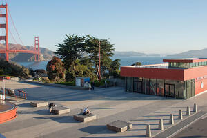 Golden Gate Bridge and the Welcome Center.