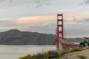 View of the Golden Gate Bridge and Marin Headlands from the Presidio batteries