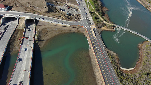 Aerial view showing the Quartermaster Reach wetlands