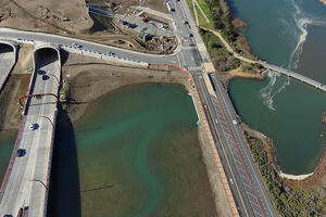 Aerial view showing the Quartermaster Reach wetlands