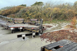 Stinson Beach broken boardwalk