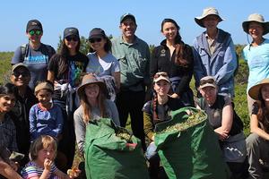 Group photo from volunteers at Earth Day at Milagra Ridge in 2018.