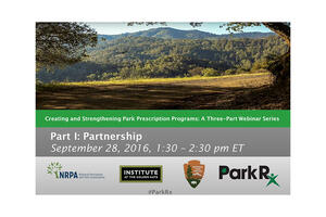 PowerPoint slide titled "Creating and Strengthening Park Prescriptions Programs: A Three-Part Webinar Series 