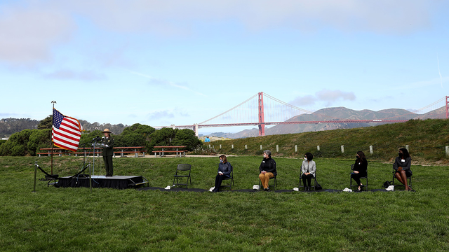 Congresswoman Nancy Pelosi, Speaker of the House speaks during the National Park Service-Golden Gate National Recreation Area and the Golden Gate National Parks Conservancy commemoration of the 20th anniversary of the revitalization of Crissy Field on May
