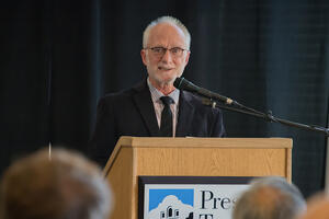 Greg Moore speaks at a Presidio Gateways event, May 6, 2014.